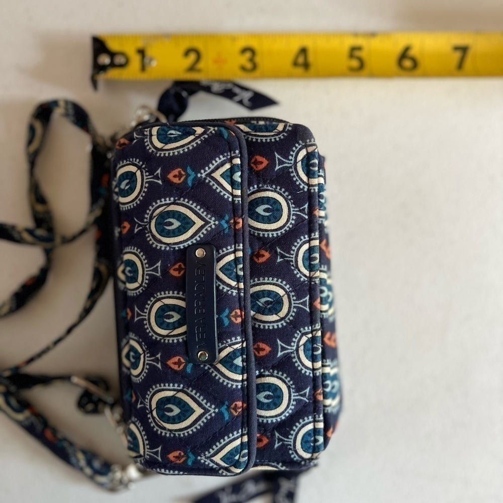 Vera Bradley Mini Crossbody Purse Wallet Paisley Print Blue - Picture 4 of 7